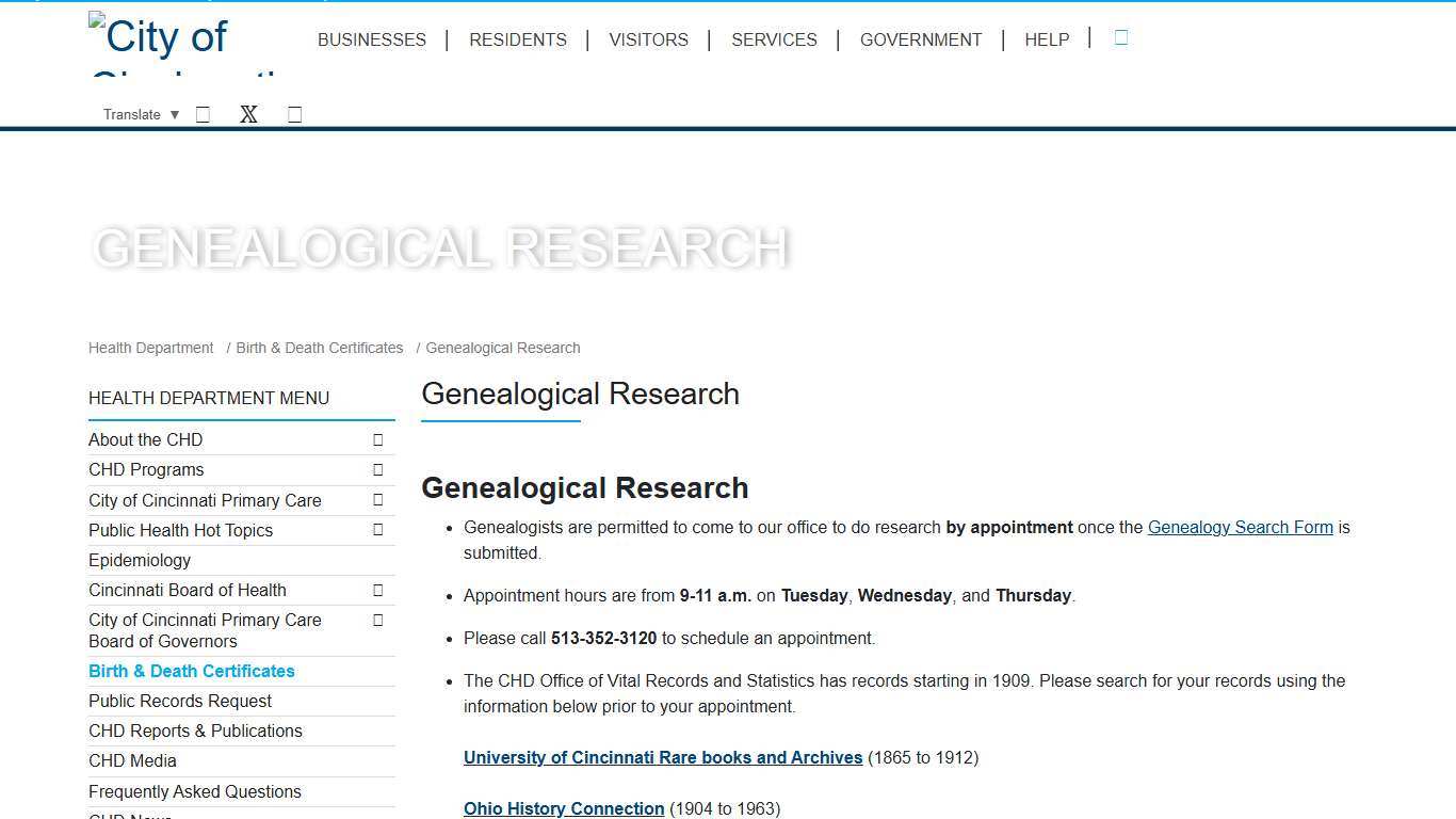 Genealogical Research - Health