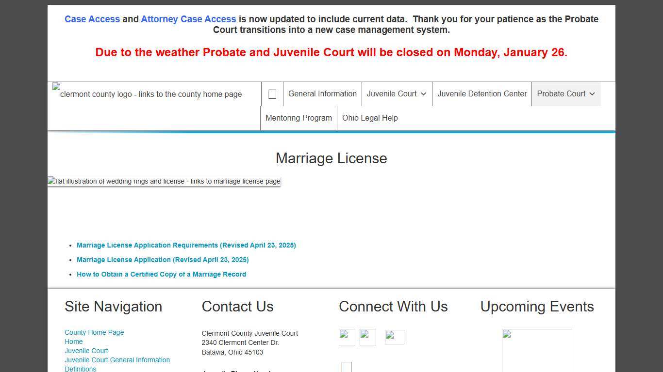 Marriage License Probate / Juvenile Court Clermont County, Ohio