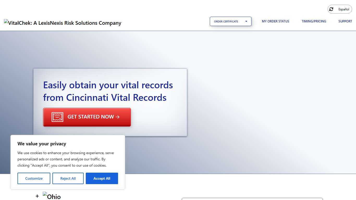 Cincinnati Vital Records (OH) Order Certificates - VitalChek